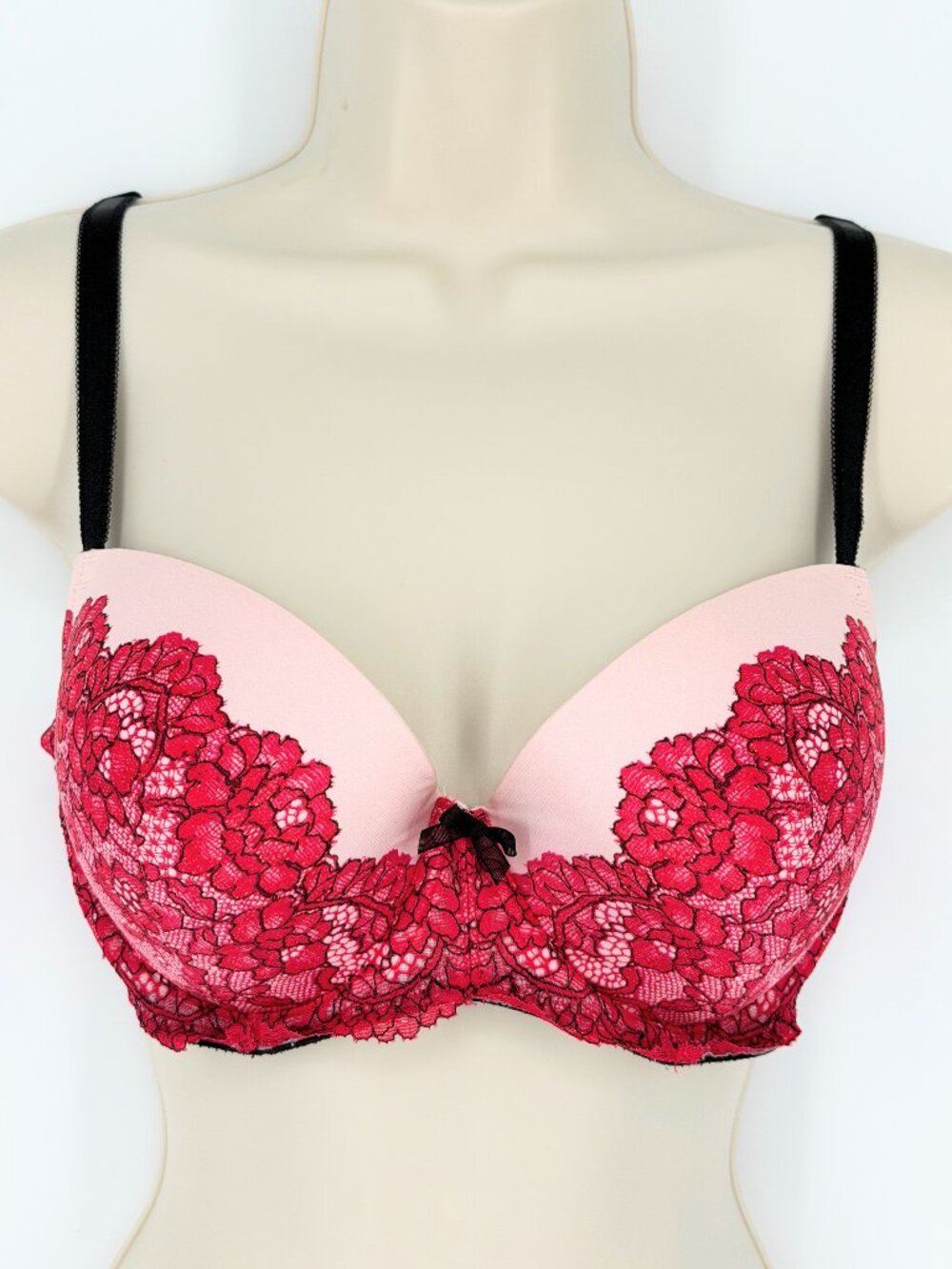 Victoria's Secret Dream Angels Pink Red Lace Bra 34DD
